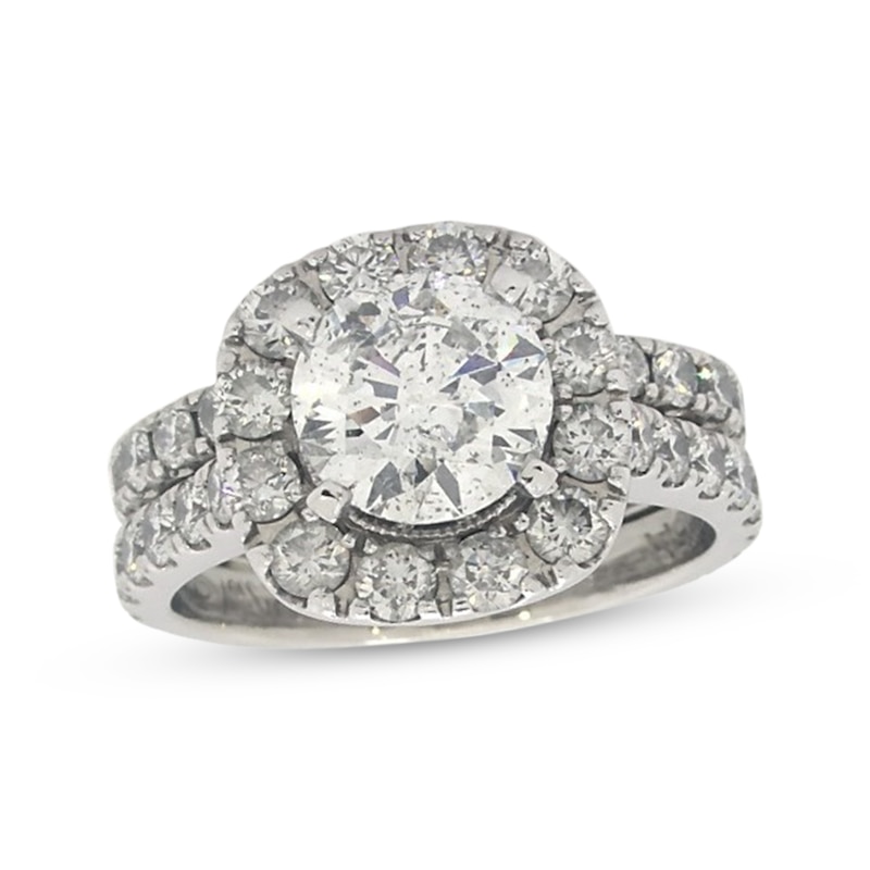 Main Image 1 of Previously Owned Neil Lane Round-Cut Diamond Halo Bridal Set 3-1/2 ct tw 14K White Gold Size 5.5