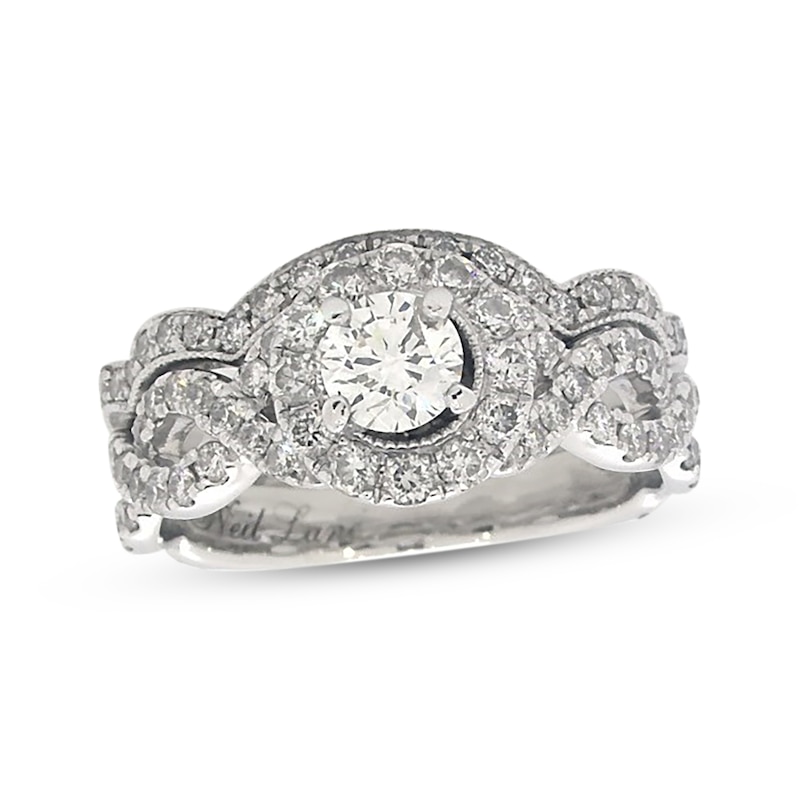 Main Image 1 of Previously Owned Neil Lane Diamond Bridal Set 1-1/6 ct tw Round-Cut 14K White Gold Size 4.5