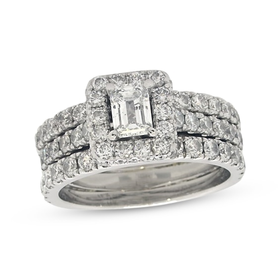 Previously Owned Neil Lane Emerald-Cut Diamond Bridal Set 2-1/3 ct tw 14K White Gold Size 7.25
