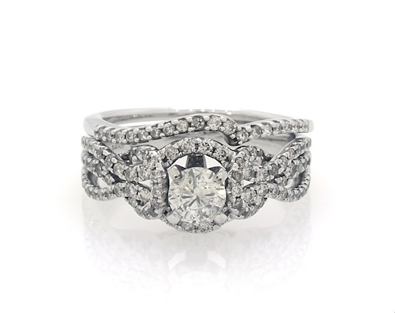 Previously Owned Round-Cut Diamond Bridal Set 1 ct tw 14K & 10K White Gold 6.5