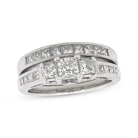Previously Owned Diamond Bridal Set 1-1/2 ct tw Round-Cut 14K White Gold Size 7