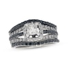 Thumbnail Image 1 of Previously Owned Black & White Diamond Bridal Set 1-1/4 ct tw Princess & Round-Cut 14K White Gold Size 5.75