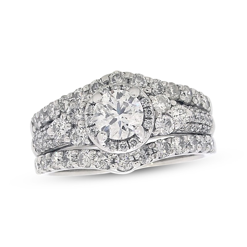 Main Image 1 of Previously Owned Round-Cut Diamond Soldered Bridal Set 2-1/4 ct tw 14K White Gold Size 8.25
