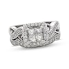Thumbnail Image 1 of Previously Owned Princess-Cut Quad Diamond Bridal Set 3/4 ct tw 14K White Gold Size 5