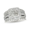 Thumbnail Image 0 of Previously Owned Princess-Cut Quad Diamond Bridal Set 4 ct tw 14K White Gold Size 8.25