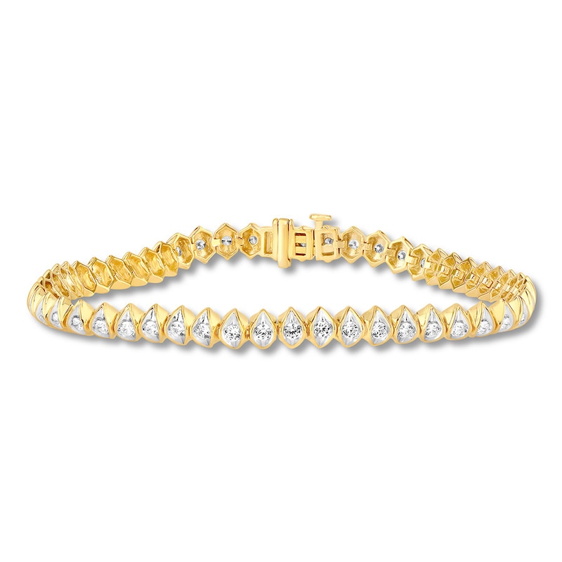 Main Image 1 of Previously Owned Diamond Bracelet 2 ct tw Round-cut 10K Yellow Gold 7 Length