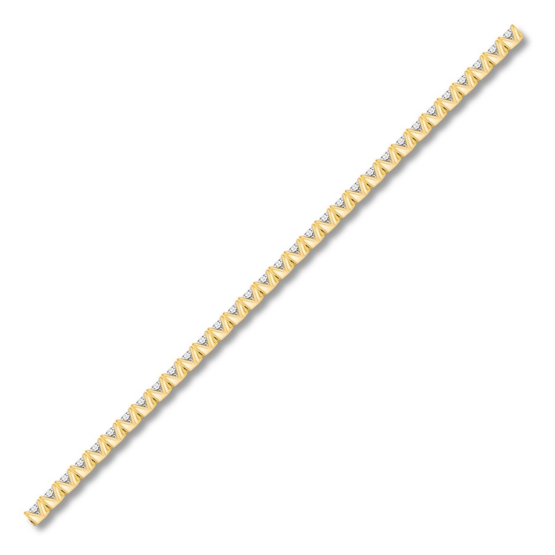 Main Image 2 of Previously Owned Diamond Bracelet 2 ct tw Round-cut 10K Yellow Gold 7 Length