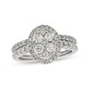 Thumbnail Image 1 of Previously Owned Multi-Diamond Center Oval Halo Bridal Set 1-1/4 ct tw 14K White Gold Size 6