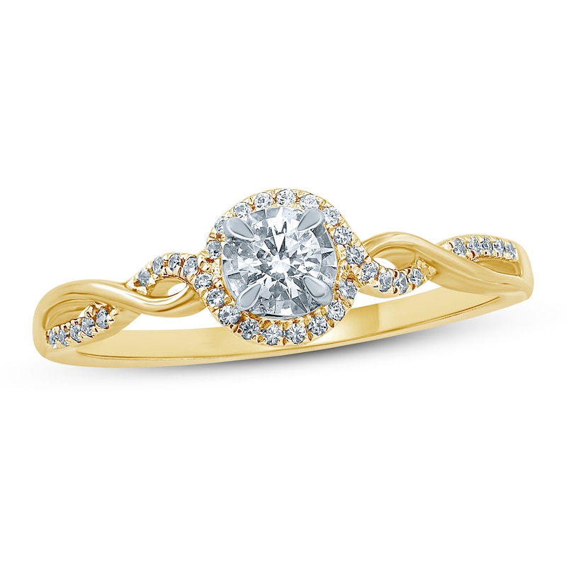 Main Image 1 of Previously Owned Diamond Engagement Ring 1/4 ct tw Round-Cut 10K Two-Tone Gold Size 6