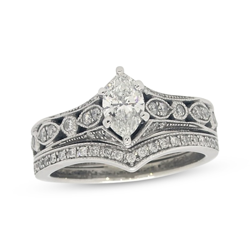 Main Image 1 of Previously Owned Neil Lane Marquise-Cut Diamond Bridal Set 7/8 ct tw 14K White Gold Size 5.25