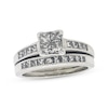 Thumbnail Image 1 of Previously Owned Princess-Cut Quad Diamond Bridal Set 1-1/4 ct tw 14K White Gold Size 6.25