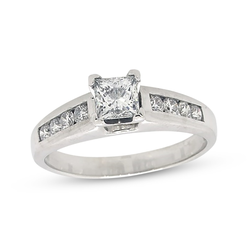 Main Image 1 of Previously Owned Princess-Cut Diamond Engagement Ring 3/4 ct tw 14K White Gold Size 7.25
