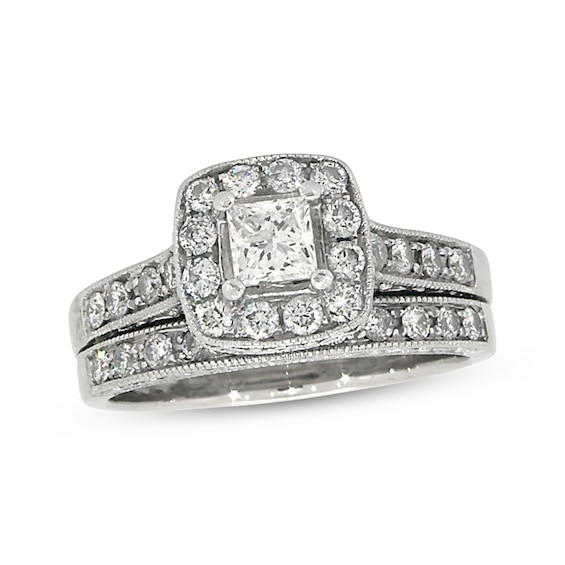 Previously Owned Princess-Cut Diamond Bridal Set 1-1/5 ct tw 14K White Gold Size