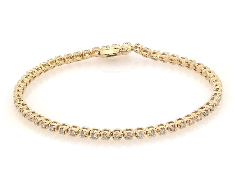 Main Image 1 of Previously Owned Diamond Tennis Bracelet 1 ct tw Round-cut 10K Yellow Gold 7"