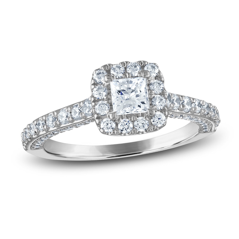 Main Image 1 of Previously Owned Diamond Engagement Ring 1-1/4 ct tw Princess & Round-cut 14K White Gold