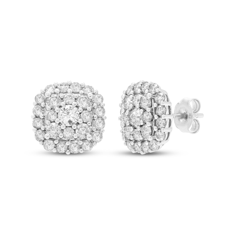 Main Image 1 of Previously Owned Diamond Cushion Cluster Stud Earrings 2 ct tw 10K White Gold