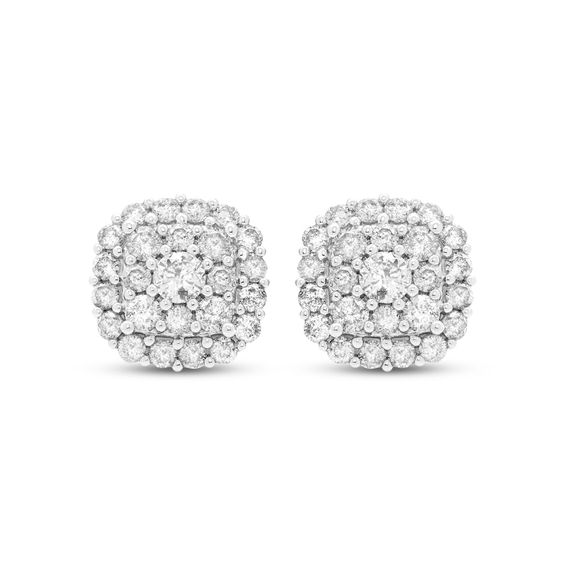 Main Image 2 of Previously Owned Diamond Cushion Cluster Stud Earrings 2 ct tw 10K White Gold