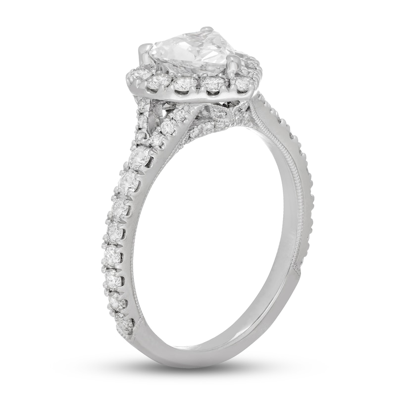 Previously Owned Neil Lane Diamond Engagement Ring 1-3/8 ct tw Heart & Round-Cut 14K White Gold