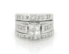 Thumbnail Image 1 of Previously Owned Princess-Cut Quad Diamond Bridal Set 1-3/8 ct tw 14K White Gold Size 5.5