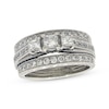 Thumbnail Image 1 of Previously Owned Princess-Cut Three-Stone Soldered Bridal Set 1-1/4 ct tw 14K White Gold Size 6.5