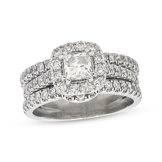 Previously Owned Neil Lane Princess-Cut Diamond Bridal Set 1-5/8 ct tw 14K White Gold Size 7.5