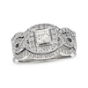 Thumbnail Image 1 of Previously Owned Neil Lane Princess-Cut Diamond Twist Shank Bridal Set 1-3/8 ct tw 14K White Gold Size 6.5