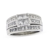 Thumbnail Image 1 of Previously Owned Princess-Cut Quad Diamond Soldered Bridal Set 1-5/8 ct tw 14K White Gold Size 7