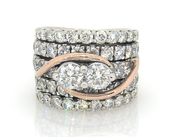 Previously Owned Ever Us Round-Cut Diamond Bridal Set 5-1/3 ct tw 14K Two-Tone Gold Size 7.5