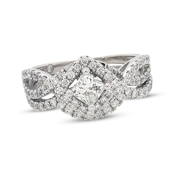 Previously Owned THE LEO Diamond Princess-Cut Bridal Set 1-1/4 ct tw 14K White Gold Size 8.25