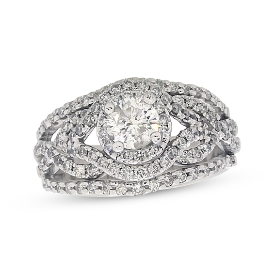 Previously Owned Round-Cut Diamond Soldered Bridal Set 1-1/5 ct tw 14K White Gold Size 6