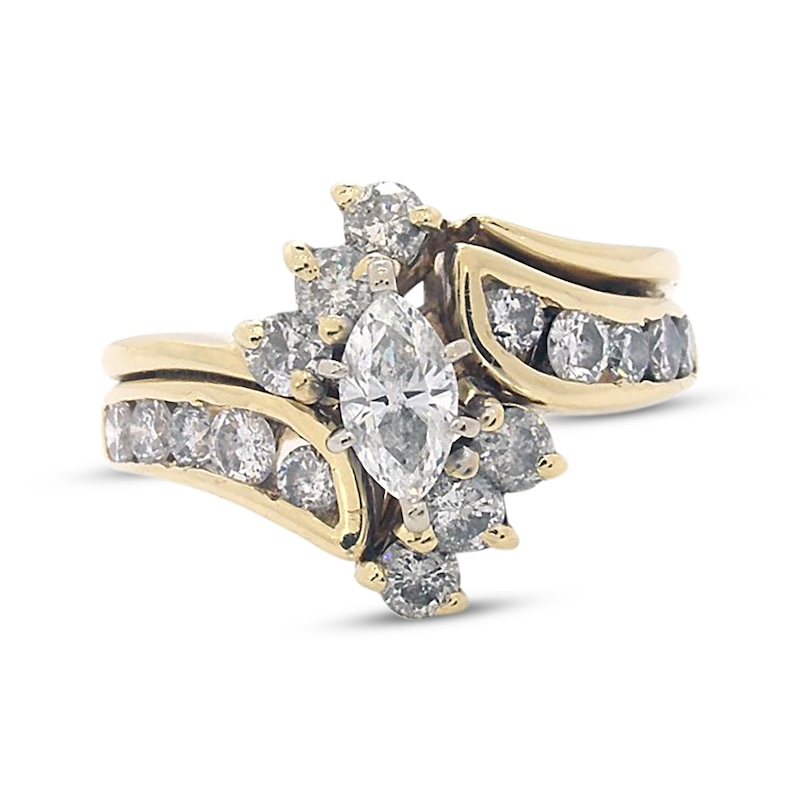 Main Image 1 of Previously Owned Marquise-Cut Diamond Bridal Set 1-3/8 ct tw 14K Yellow Gold Size 5.75