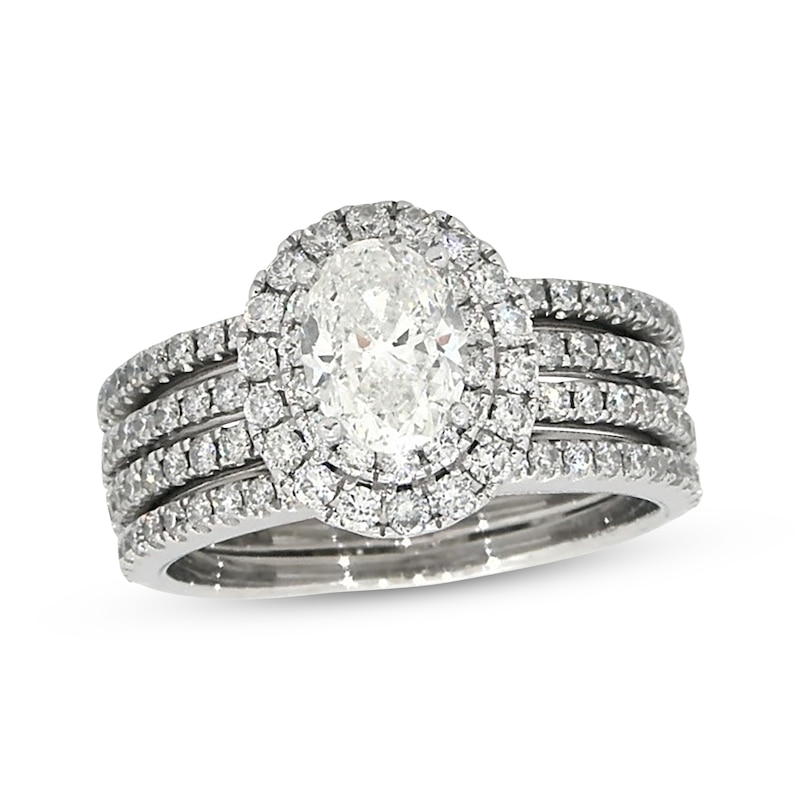 Main Image 1 of Previously Owned Neil Lane Oval-Cut Diamond Bridal Set 2 ct tw 14K White Gold Size 7.75