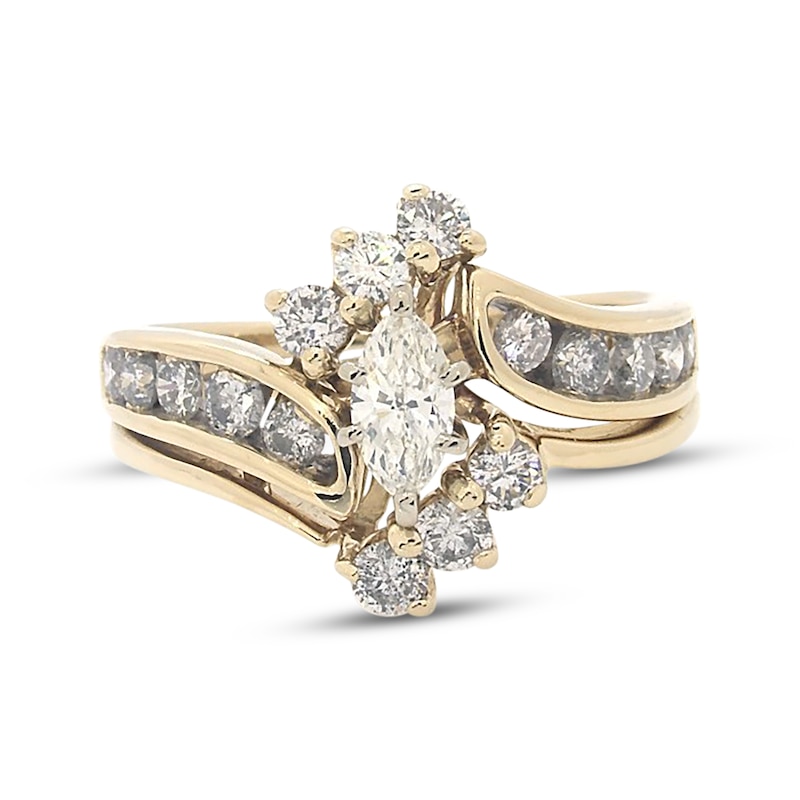 Main Image 1 of Previously Owned Marquise-Cut Diamond Bridal Set 1-1/2 ct tw 14K Yellow Gold Size 8