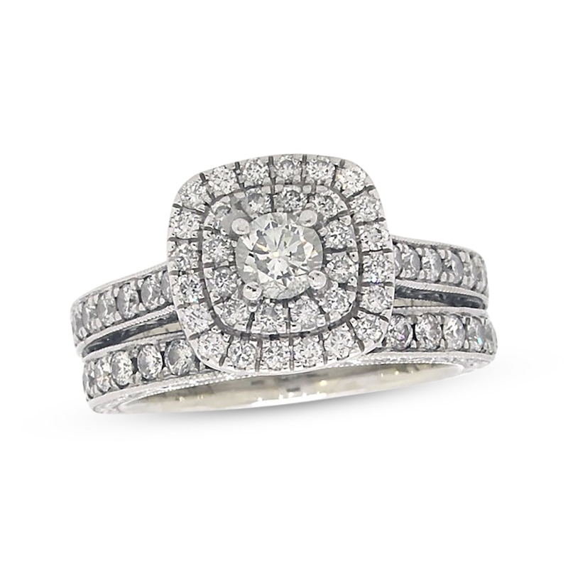 Main Image 1 of Previously Owned Neil Lane Round-Cut Diamond Bridal Set 1-1/5 ct tw 14K White Gold Size 4.75