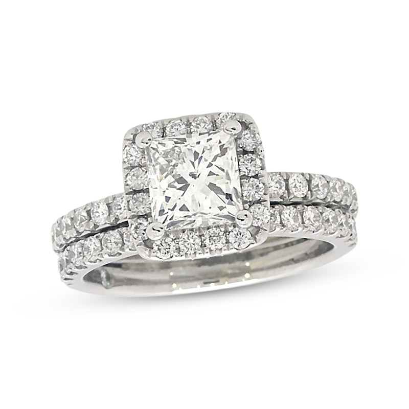 Previously Owned THE LEO® Diamond Princess-Cut Bridal Set 2-3/4 ct tw 14K White Gold Size 6.75
