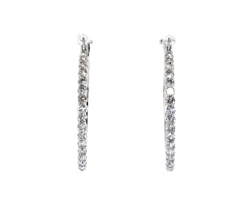 Main Image 1 of Previously Owned Diamond Hoop Earrings 1 ct tw 10K White Gold