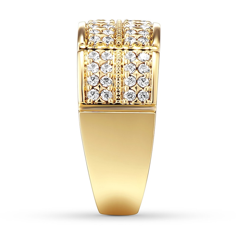 Main Image 3 of Previously Owned Men's Diamond Ring 1 ct tw Round-cut 10K Yellow Gold