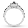 Thumbnail Image 2 of Previously Owned Black & White Diamond Halo Engagement Ring 1 ct tw 14K White Gold Size 6