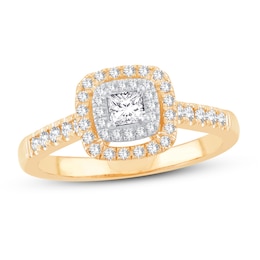 Previously Owned Diamond Engagement Ring 1/2 ct tw Princess & Round 14K Yellow Gold