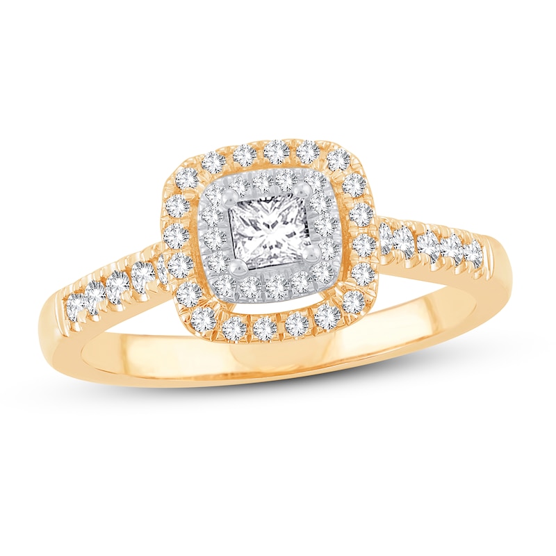 Main Image 1 of Previously Owned Diamond Engagement Ring 1/2 ct tw Princess & Round 14K Yellow Gold