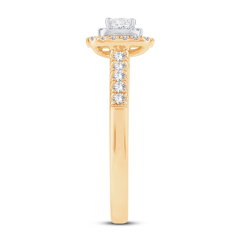 Main Image 2 of Previously Owned Diamond Engagement Ring 1/2 ct tw Princess & Round 14K Yellow Gold