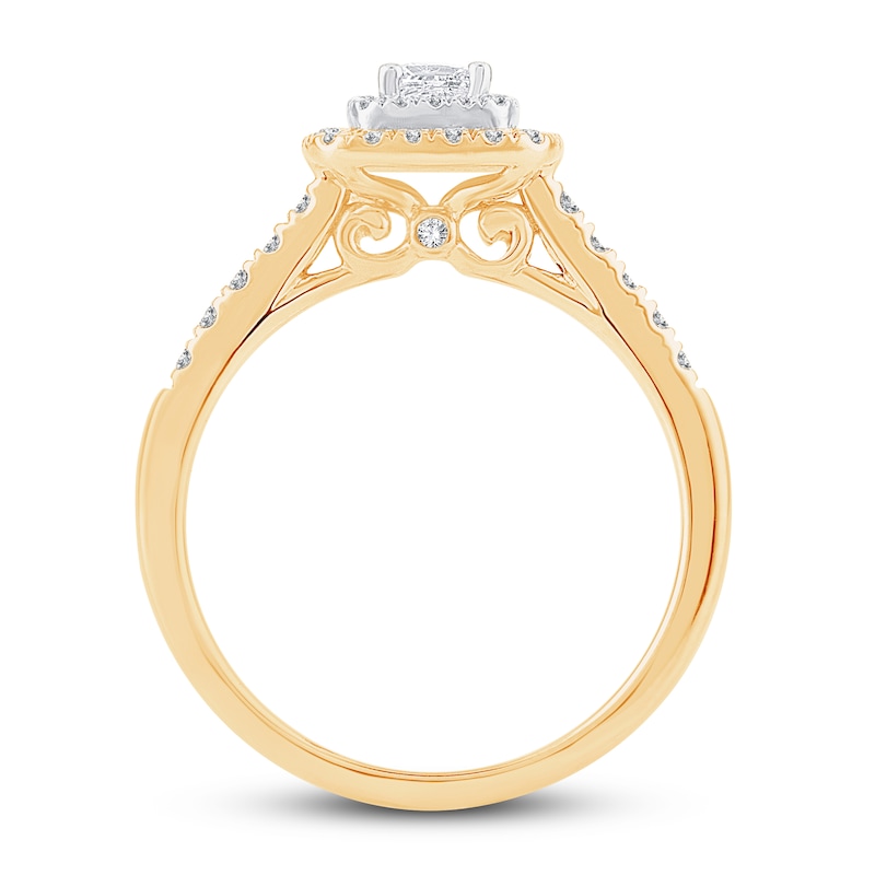 Main Image 3 of Previously Owned Diamond Engagement Ring 1/2 ct tw Princess & Round 14K Yellow Gold