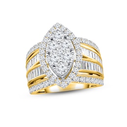 Previously Owned Multi-Diamond Engagement Ring 3 ct tw Round & Baguette-cut 14K Yellow Gold