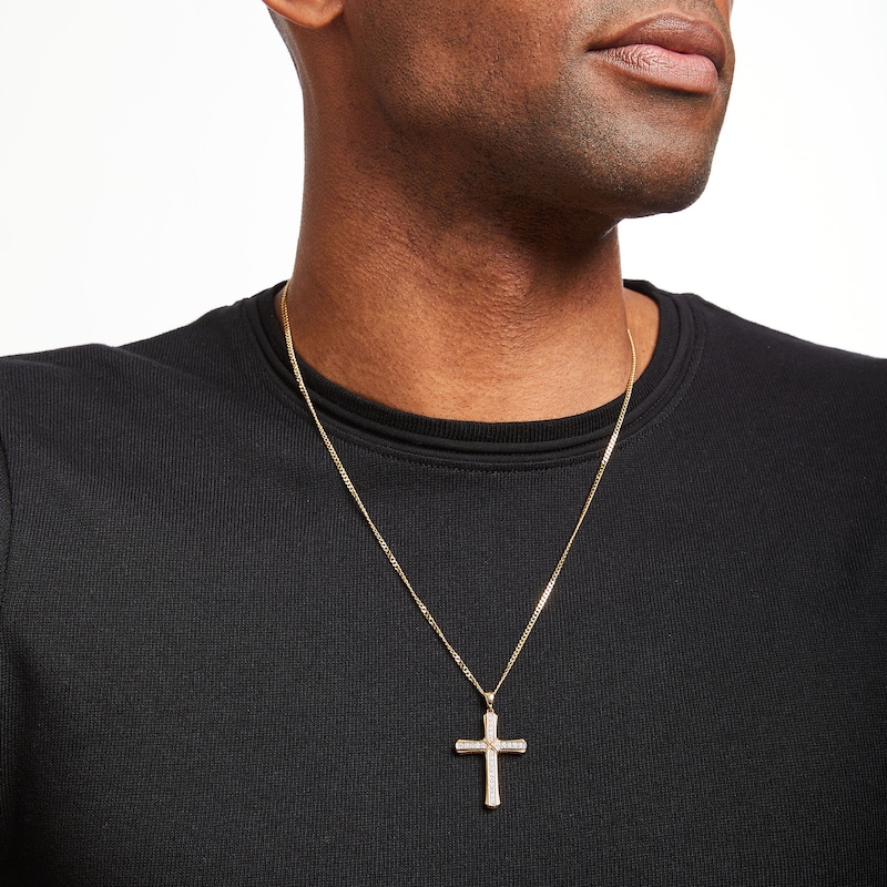 Main Image 5 of Previously Owned Men's Cross Necklace 1/2 ct tw Diamonds 10K Yellow Gold