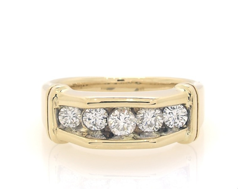 Main Image 1 of Previously Owned Men's Five-Stone Diamond Ring 1 ct tw 14K Yellow Gold Size 10