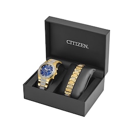 Previously Owned Citizen Crystal Men's Stainless Steel Watch & Bracelet Boxed Set CA0752-66L