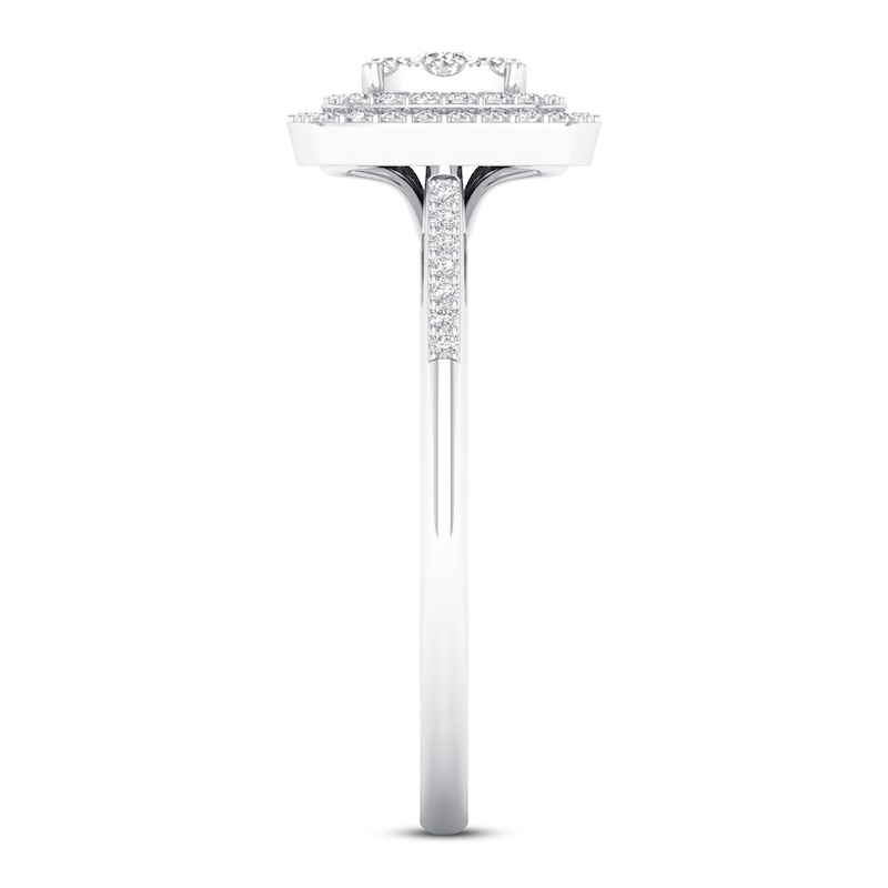 Main Image 2 of Previously Owned Multi-Diamond Cushion Halo Engagement Ring 1/4 ct tw 10K White Gold Size 5
