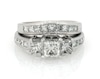 Thumbnail Image 0 of Previously Owned Princess-Cut Diamond Three-Stone Bridal Set 1-7/8 ct tw 14K White Gold Size 4