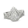 Thumbnail Image 0 of Previously Owned Multi-Diamond Pear Frame Halo Diamond Bridal Set 1-1/4 ct tw 14K White Gold Size 7