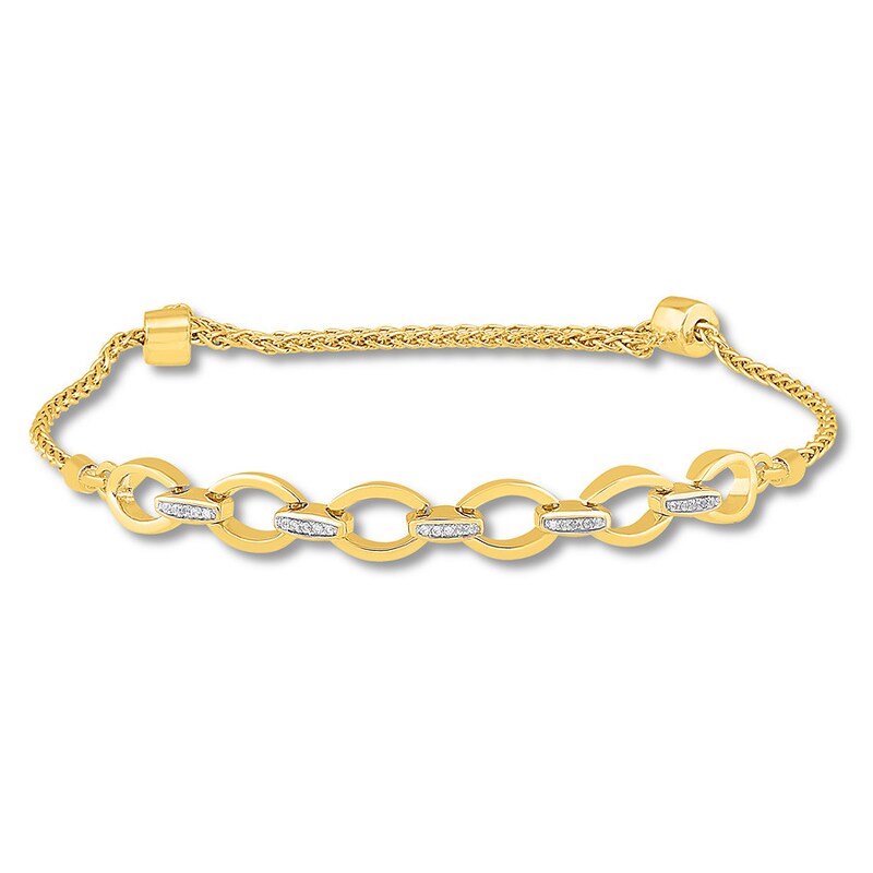Main Image 1 of Previously Owned Diamond Bolo Bracelet 1/20 ct tw Round-cut 10K Yellow Gold